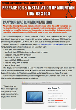 Prepare For & Installation of Mountain Lion OS X 10.8